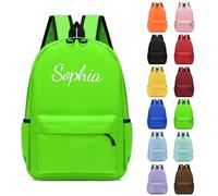 Personalised Children's Backpacks, Embroidered Name Kids School Rucksack Book Bags, Toddler Boy Girl Backpacks for Elementary Kindergarten Preschool Primary Teens Travel Casual Daypacks (Green)