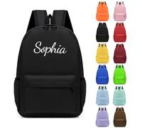Personalised Children's Backpacks, Embroidered Name Kids School Rucksack Book Bags, Toddler Boy Girl Backpacks for Elementary Kindergarten Preschool Primary Teens Travel Casual Daypacks (Black)