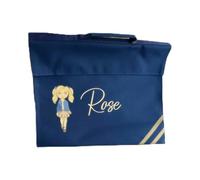 Personalised Children's Book Bag, Custom Girl Character, Name Print, Royal Blue, School Reading Bag