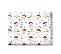 Personalised Children's Christmas Wrapping Paper, Custom Santa Claus Candy Cane Design, Unique Holiday Wrap for Kids