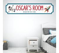 Personalised Children's Room Street Sign Plaque - Custom MDF Wood or Acrylic Sign Gift for Boys, Home, Kids Room, Games Room Decor with 7 Designs (Space, MDF Wood - Medium 390mm x 85mm)