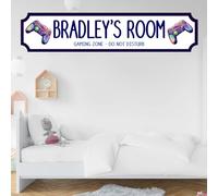 Personalised Children's Room Street Sign Plaque - Custom MDF Wood or Acrylic Sign Gift for Boys, Home, Kids Room, Games Room Decor with 7 Designs (Gaming, MDF Wood - Medium 390mm x 85mm)