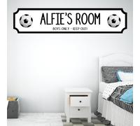 Personalised Children's Room Street Sign Plaque - Custom MDF Wood or Acrylic Sign Gift for Boys, Home, Kids Room, Games Room Decor with 7 Designs (Football, MDF Wood - Medium 390mm x 85mm)