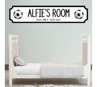 Personalised Children's Room Street Sign Plaque - Custom MDF Wood or Acrylic Sign Gift for Boys, Home, Kids Room, Games Room Decor with 7 Designs (Football, MDF Wood - Small - 290mm x 63mm)
