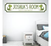 Personalised Children's Room Street Sign Plaque - Custom MDF Wood or Acrylic Sign Gift for Boys, Home, Kids Room, Games Room Decor with 7 Designs (Dinosaurs, MDF Wood - Medium 390mm x 85mm)