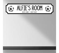 Personalised Children's Room Street Sign Plaque - Custom MDF Wood or Acrylic Sign Gift for Boys, Home, Kids Room, Games Room Decor with 7 Designs (Football, Acrylic - Extra Large 590mm x 130mm)