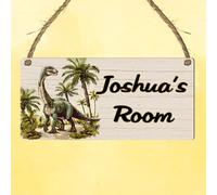 Personalised Children's T-Rex Plaque for Kids Bedroom Decor - MDF Wood Sign Custom Name Room Gift - Thoughful and Fun Dinosaur Decor Plaque For Children (Scene)