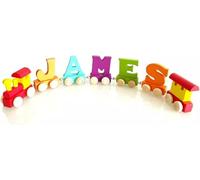 Personalised Children's Wooden Alphabet Train A-Z Name Full Letters (7 LETTER NAME)
