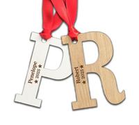Personalised Child's/Adult's Name and Year Tree Decoration - Wooden Letter Gift Present Bauble