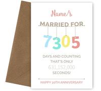Personalised China 20th Anniversary Card for Couples Wife or Husband, 20th Anniversary, Hanging