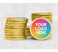 Personalised Chocolate Coins with Own Logo Custom Branded Gold Foil Coins for Corporate Events & Giveaways with Logo - Coin 30