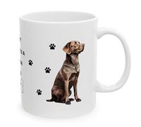 Personalised Chocolate Labrador Dog Coffee Mug, White Ceramic, Paw Print Design, 11 oz