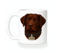 Personalised Chocolate Labrador Mug - Custom Dog Name Coffee Cup Gift for Pet Lovers, 11oz Ceramic