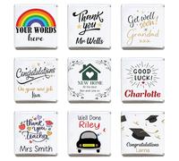 Personalised Chocolate Neapolitan Squares Love Heart Rolls Well Done Get Well Soon Passed Test Graduation Thank You Good Luck Teacher Custom Wording (25, Silver Foil)