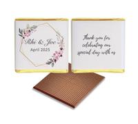 Personalised Chocolate Wedding Favours, Personalised Chocolates, Custom Party Favours, Elegant Pink Floral with Gold Wreath, Wedding Favours, Wedding gift Design code: WR02