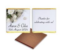 Personalised Chocolate Wedding Favours, Personalised Chocolates, Custom Party Favours, Green Floral Design, Gold Ring, Wedding Favours, Wedding gift, Design code: RC565