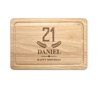 Personalised Chopping Board Age Happy Birthday Wheat Any Name Wooden Meat Serving Board Custom