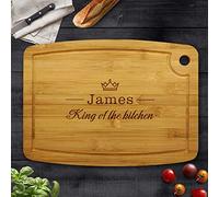 Personalised Chopping Board Bamboo Cheese Board Gift for Mum Laser Engraved Housewarming Gift Custom Wedding, Valentines or Anniversary Present for Families (Queen/King of The Kitchen)