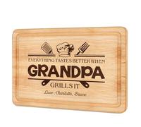 Personalised Chopping Board Fathers Day Dad Gifts for Dad Grandpa from Daughter Son Engraved BBQ Cutting Board Custom Chopping Board Gifts for Father's Day Birthday Christmas(Design 3)