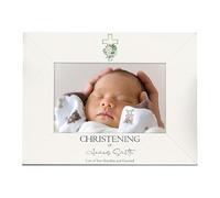 Personalised Christening Day Photo Frame Gift With Green Cross