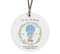 Personalised Christening Gift For Baby Boys Custom Name Wooden Plaque Hanging Ornament Babies Baptism Gifts Elephant Keepsake