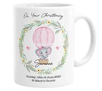 Personalised Christening Gift Mug Girls Custom Babies Name Initial Date Keepsake Ceramic Baby Nursery Decor Daughter Grandchild