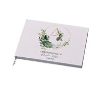 Personalised Christening Guestbook 80 Lined Pages With Leaf Design
