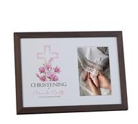 Personalised Christening Photo Frame With Pink Cross Customized Christening Memories