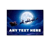 Personalised Christmas Aluminium Plaque Santa Sleigh Moon Night Scene Festive Home Plaque for Kids