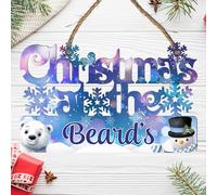 Personalised Christmas At The Surname Decoration with Your Family Name or Loved One's Name - Xmas Plaque for Lasting Memories and Holiday Elegant Xmas Family Sign (Multi, Christmas At The)