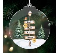 Personalised Christmas Bauble 2025 Christmas Tree Decorations Custom Christmas Ornaments Family & Pet Xmas Tree Baubles Gifts Baubles for Pets Lover (3 People, 2 Cat)