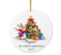 Personalised Christmas Bauble 2025 Custom Pet Dog Ornament for Xmas Tree Hanging Decorations Customised Xmas Photo Ornaments Gifts (1st Christmas Rabbit)