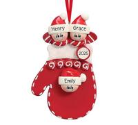 Personalised Christmas Bauble 3D, Family 2025 Red Mitten Snowman Hat Custom Names, Family of 2,3,4,5,6 Personalised Christmas Tree Decoration, Holiday Xmas Gifts