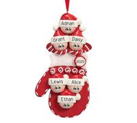 Personalised Christmas Bauble 3D, Family 2025 Red Mitten Snowman Hat Custom Names, Family of 2,3,4,5,6 Personalised Christmas Tree Decoration, Holiday Xmas Gifts