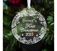 Personalised Christmas Bauble Baby's First Christmas Decoration 1st Xmas Ornaments Acrylic Gift for New Baby Son Daughter Granddaughter Grandson (Circle)