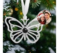 Personalised Christmas Bauble, Custom Butterfly Ornaments with Photo Inside, Hanging Projection Pendant for Christmas Tree, Personalised Christmas Decorations Memorial Gifts for Family (Butterfly)