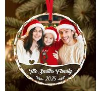Personalised Christmas Bauble - Custom Crystal Christmas Bauble with Photo/Text, Customized Xmas Tree Ornament Decorations, Personalised Xmas Memorial Gifts for Family Friends Lovers Pet