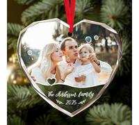 Personalised Christmas Bauble - Custom Crystal Christmas Bauble with Photo/Text, Customized Xmas Tree Ornament Decorations, Personalised Xmas Memorial Gifts for Family Friends Lovers Pet
