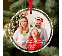 Personalised Christmas Bauble - Custom Crystal Christmas Bauble with Photo/Text, Customized Xmas Tree Ornament Decorations, Personalised Xmas Memorial Gifts for Family Friends Lovers Pet