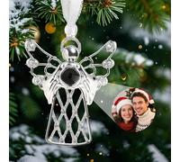 Personalised Christmas Bauble, Custom Snowflake Ornaments with Photo Inside, Hanging Projection Pendant for Christmas Tree, Personalised Christmas Decorations Memorial Gifts for Family (Design 1)