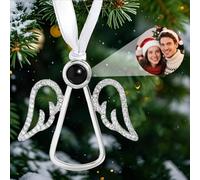 Personalised Christmas Bauble, Custom Snowflake Ornaments with Photo Inside, Hanging Projection Pendant for Christmas Tree, Personalised Christmas Decorations Memorial Gifts for Family (Design 2)