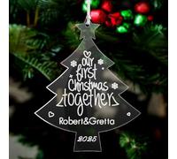 Personalised Christmas Bauble Custom Xmas Tree Decoration First Xmas as Couple Mr & Mrs Keepsake Celebrate 1th Christmas Ornaments Santa Gift at 2025 (Tree)