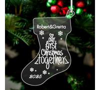 Personalised Christmas Bauble Custom Xmas Tree Decoration First Xmas as Couple Mr & Mrs Keepsake Celebrate 1th Christmas Ornaments Santa Gift at 2025 (Socks)