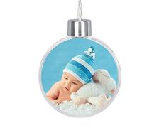 Personalised Christmas Bauble Double Side Photo, Clear Plastic Christmas Tree Hanging Ball Customised Photo Ornaments Home Party Holiday Wedding Decorative Pendant Keepsake
