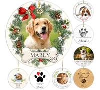 Personalised Christmas Bauble,Double-Sided Ceramics Custom Photo Baubles,Dog Puppy Pet Christmas Bauble for Christmas Tree,Pet's First Christmas Bauble,Customised Christmas Ornaments
