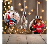 Personalised Christmas Bauble, Double-Sided Photo Baubles 2025 Custom Christmas Tree Decorations Hanging Ornaments Family Decorations Xmas Bauble Gifts for Family Mom Dad Pets Kids Friends