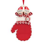 Personalised Christmas Bauble Family Decoration, 2025 Red Mitten Christmas Tree Baubles with Name, Family of 2/3/4/5/6, Personalised Bauble Ornament Decoration Gift