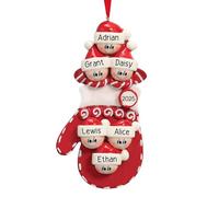 Personalised Christmas Bauble Family Decoration, 2025 Red Mitten Christmas Tree Baubles with Name, Family of 2/3/4/5/6, Personalised Bauble Ornament Decoration Gift