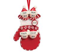 Personalised Christmas Bauble Family Decoration, 2025 Red Mitten Christmas Tree Baubles with Name, Family of 2/3/4/5/6, Personalised Bauble Ornament Decoration Gift