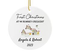 Personalised Christmas Bauble, First Christmas in New Home Decoration, Christmas Tree Decorations Baubles, Customised Ceramic Xmas Tree Decor by iDIY